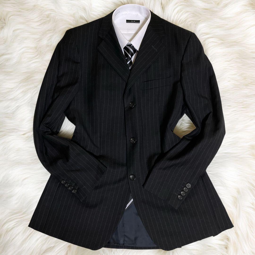極美品☆GUCCI☆グッチ☆スーツセットアップ☆ストライプ柄☆黒☆48☆L
