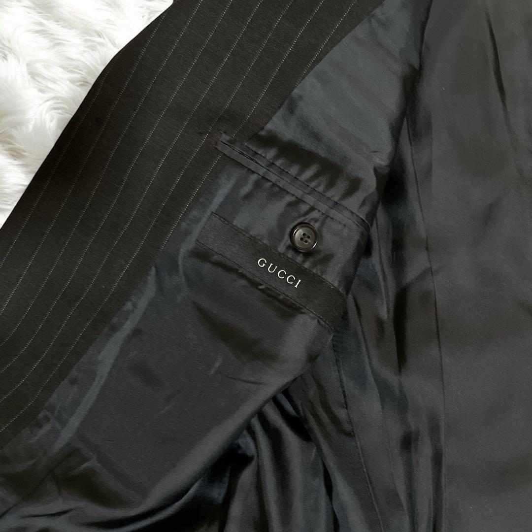 極美品☆GUCCI☆グッチ☆スーツセットアップ☆ストライプ柄☆黒☆48☆L