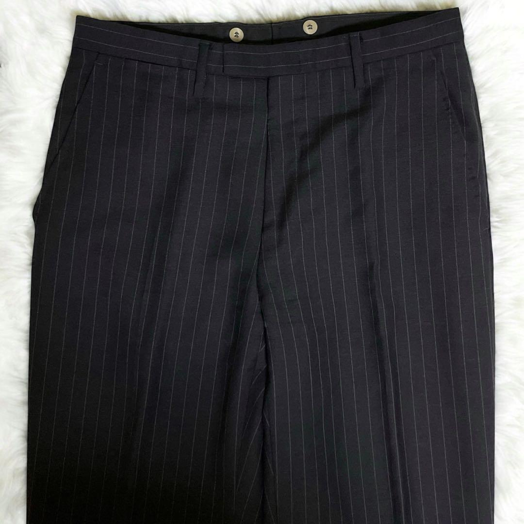 極美品☆GUCCI☆グッチ☆スーツセットアップ☆ストライプ柄☆黒☆48☆L
