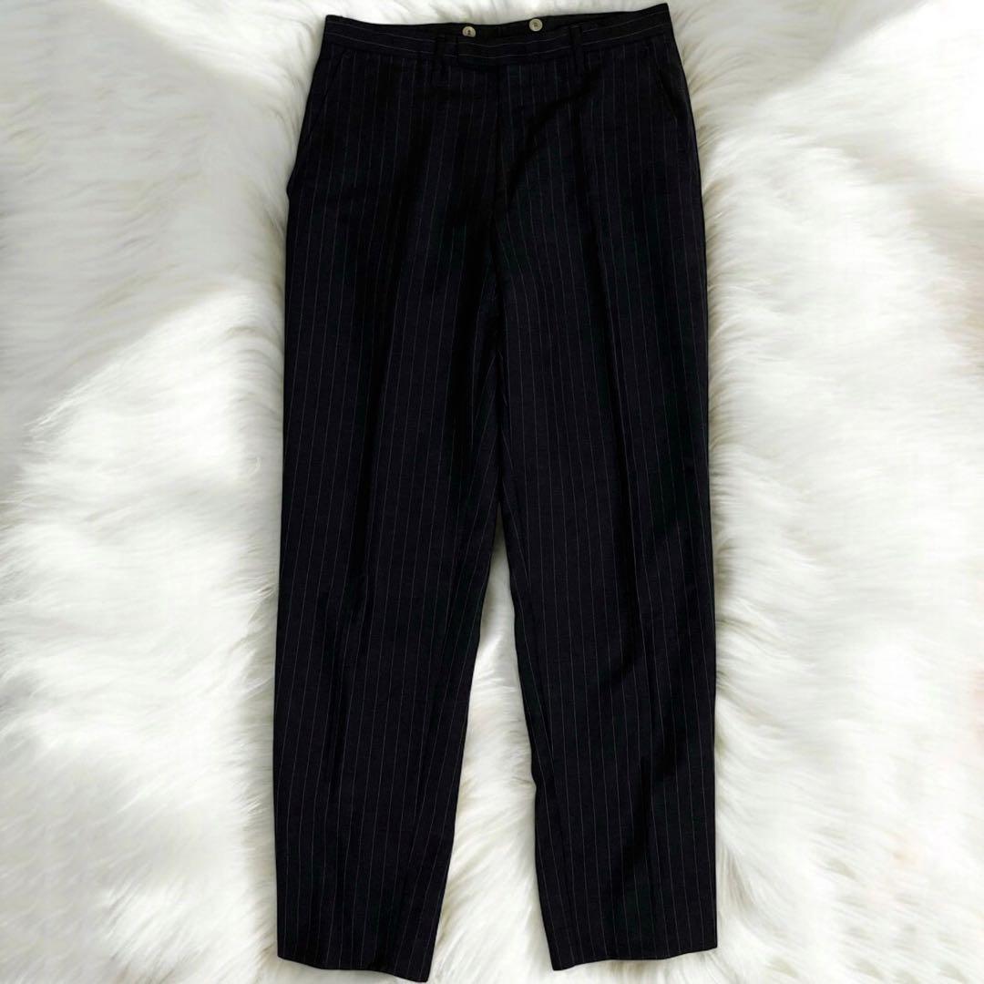 極美品☆GUCCI☆グッチ☆スーツセットアップ☆ストライプ柄☆黒☆48☆L