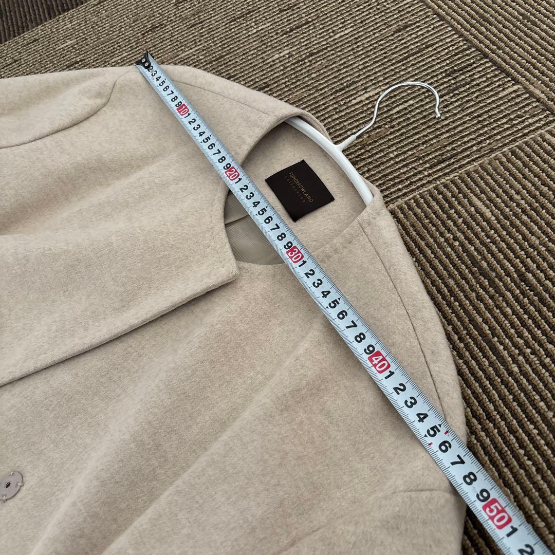 トゥモローランド ピュアカシミヤ100% ロングコート ベージュ　ノーカラー