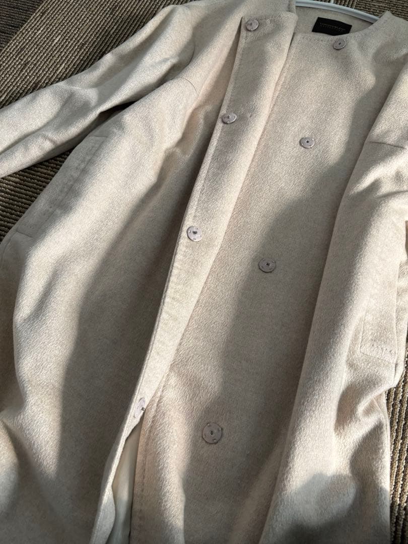 トゥモローランド ピュアカシミヤ100% ロングコート ベージュ　ノーカラー