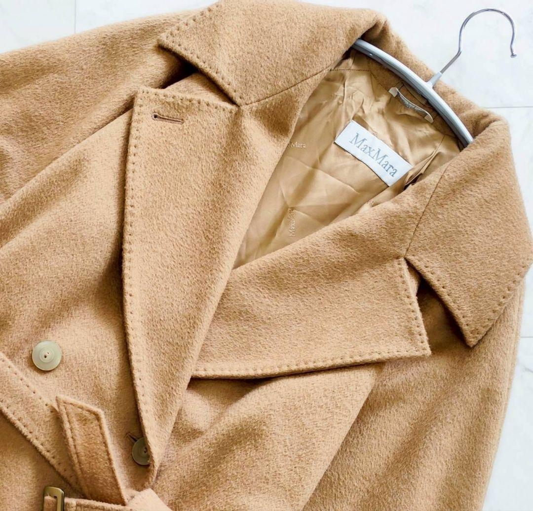 着丈121cm Max Mara キャメル100% ダブル リボン コート