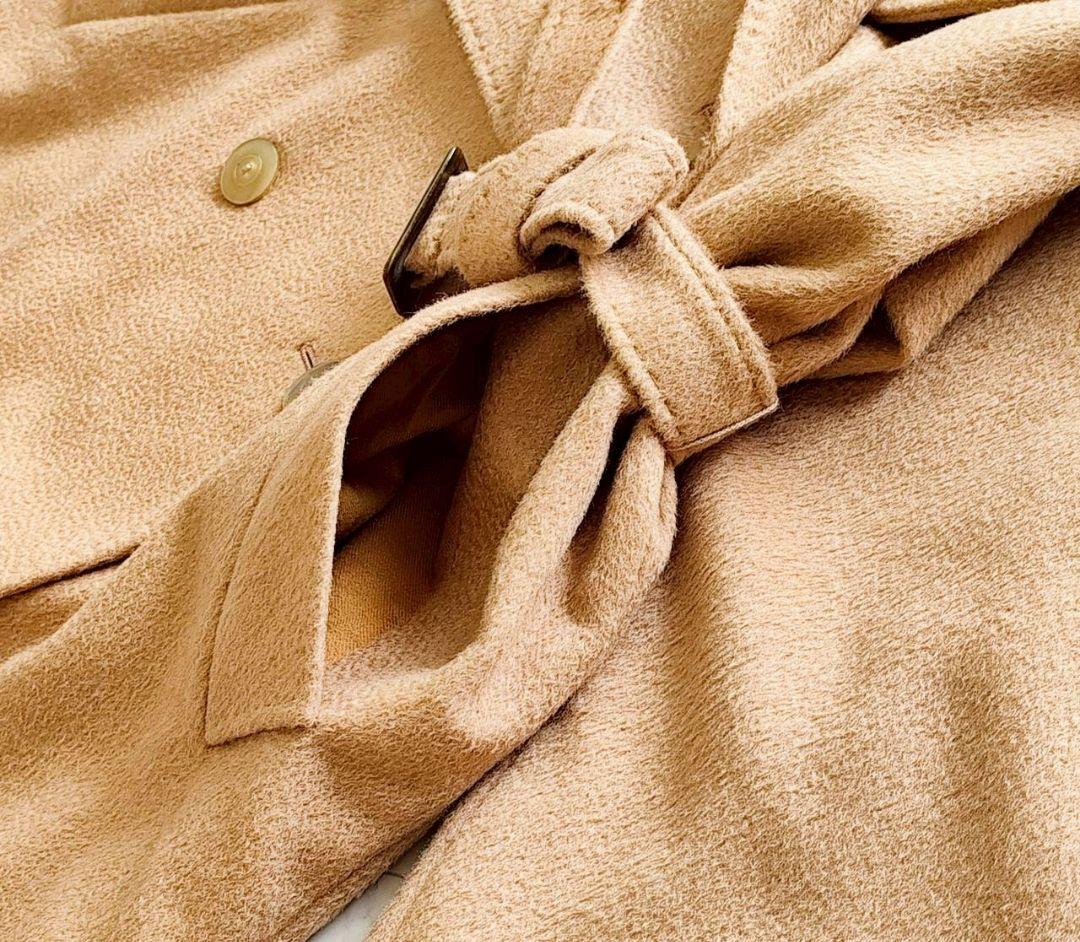 着丈121cm Max Mara キャメル100% ダブル リボン コート