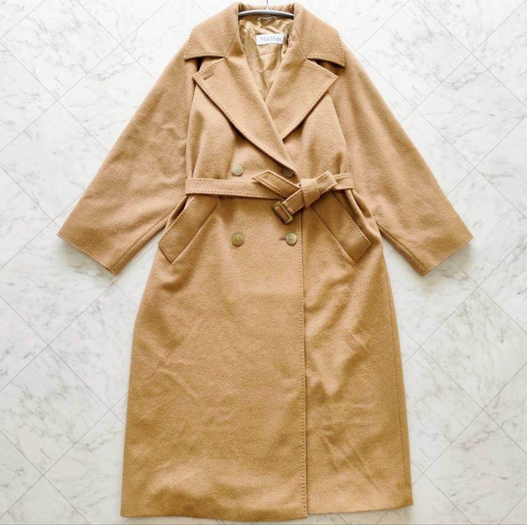 着丈121cm Max Mara キャメル100% ダブル リボン コート