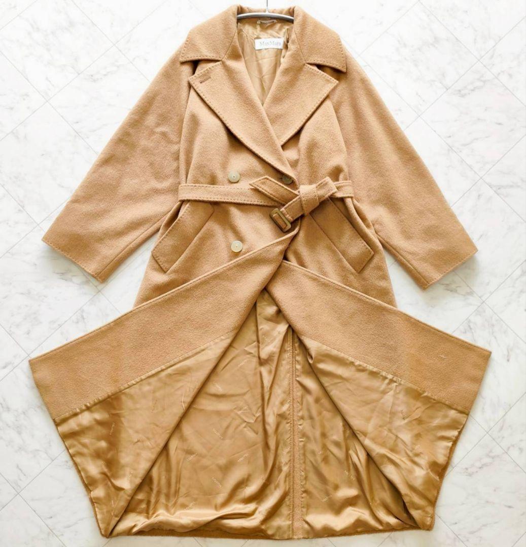 着丈121cm Max Mara キャメル100% ダブル リボン コート