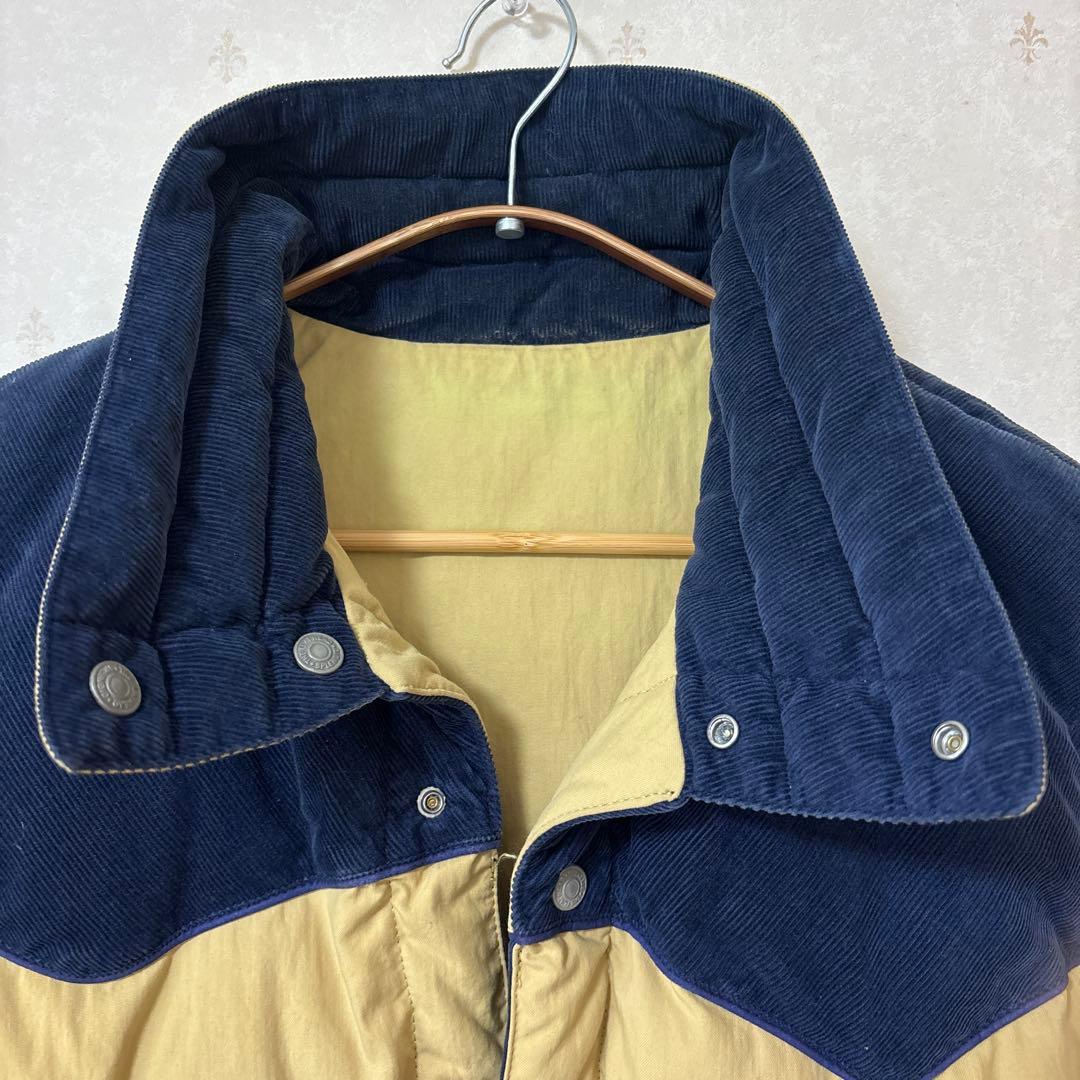 フラットヘッド　リバーシブルダウンベスト 42 ベージュ ネイビー