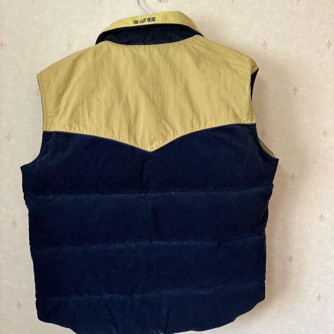 フラットヘッド　リバーシブルダウンベスト 42 ベージュ ネイビー