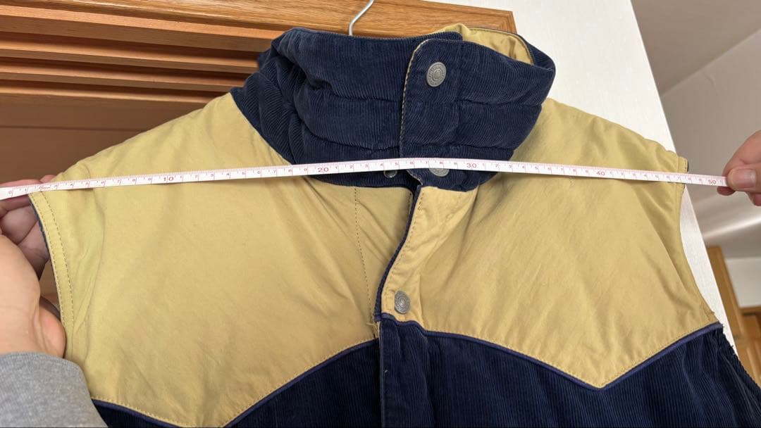 フラットヘッド　リバーシブルダウンベスト 42 ベージュ ネイビー