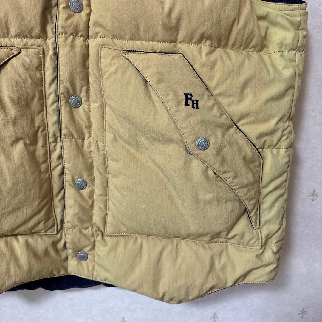 フラットヘッド　リバーシブルダウンベスト 42 ベージュ ネイビー