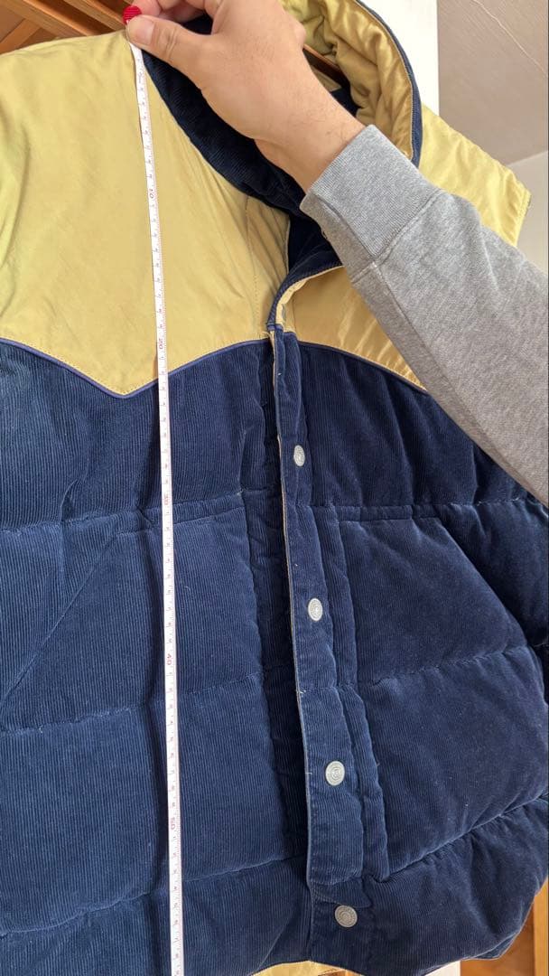 フラットヘッド　リバーシブルダウンベスト 42 ベージュ ネイビー