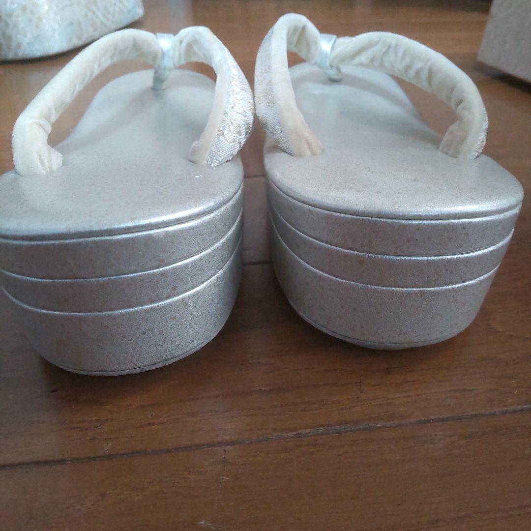 草履 バッグ セット 紗織 Lサイズ シルバー系