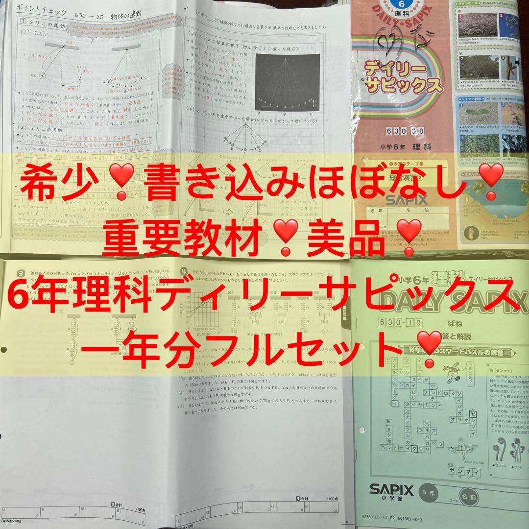 ㉓な　最新版2023年　ディリーサピックス　SAPIX 6年　理科　テキスト