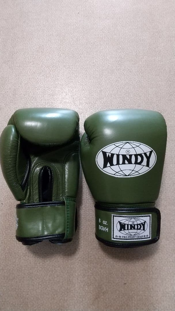 本革製WINDYボクシンググローブ 8oz オリーブグリーン 新品 NP