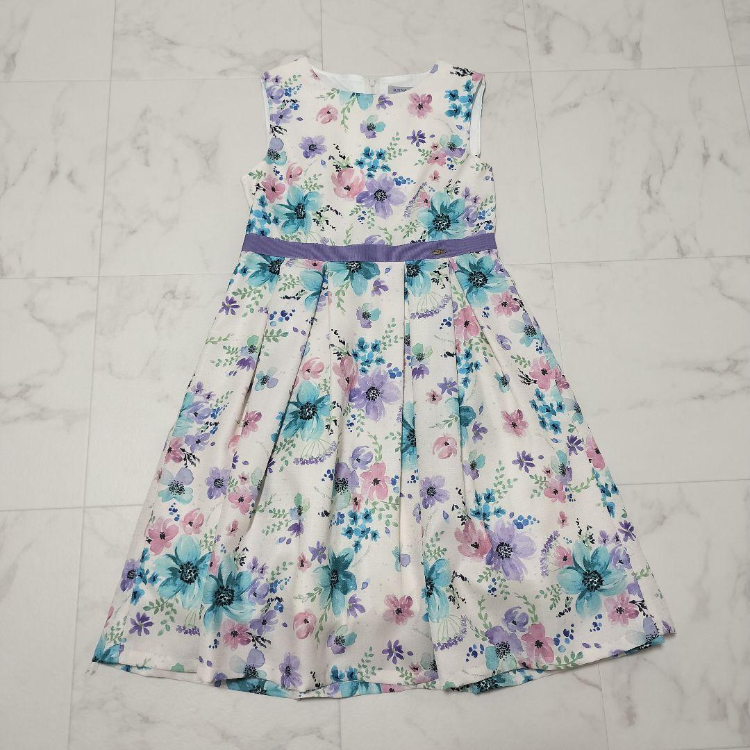 叶*屋様 アナスイミニ　水彩花柄　ワンピース　ドレス　サイズLL　140〜150