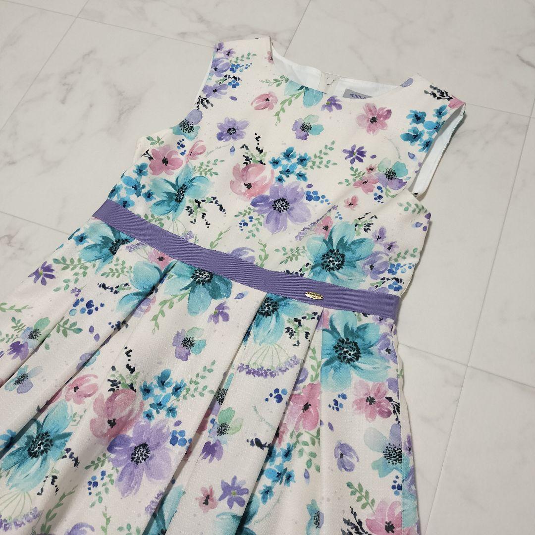 叶*屋様 アナスイミニ　水彩花柄　ワンピース　ドレス　サイズLL　140〜150