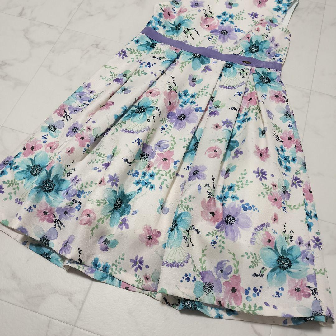 叶*屋様 アナスイミニ　水彩花柄　ワンピース　ドレス　サイズLL　140〜150