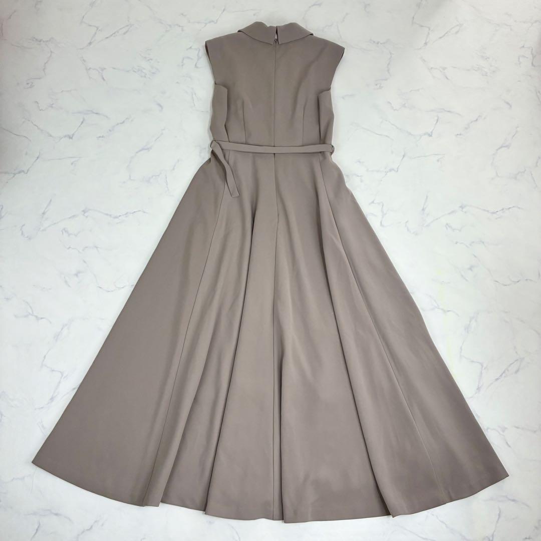 アニュアンス　ダブルサテンテーラードフレアワンピース　ベージュ