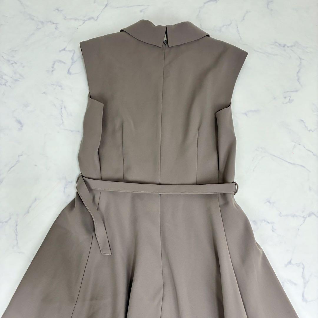 アニュアンス　ダブルサテンテーラードフレアワンピース　ベージュ