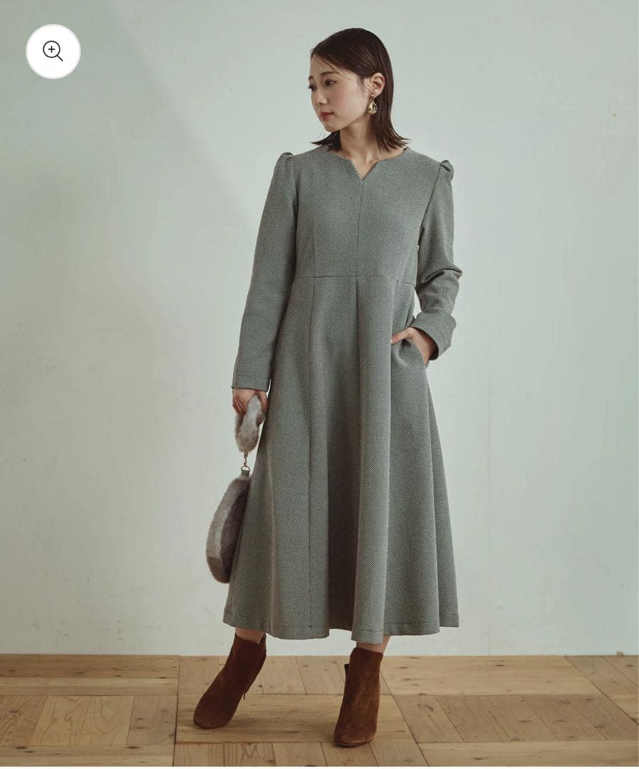 Sirin ドビーパターン　フレアワンピースXS