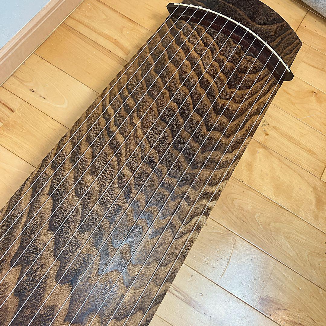 高級! お琴 綾杉彫り 蒔絵 13弦 約182cm 和楽器 弦楽器 木目　柏葉