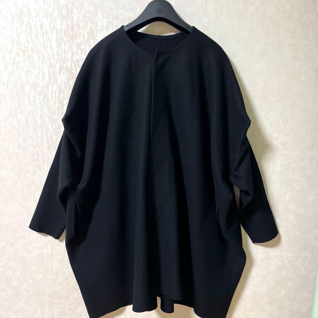 ヨーガンレール Jurgen Lehl ノーカラーオーバーコート 袖変形 黒