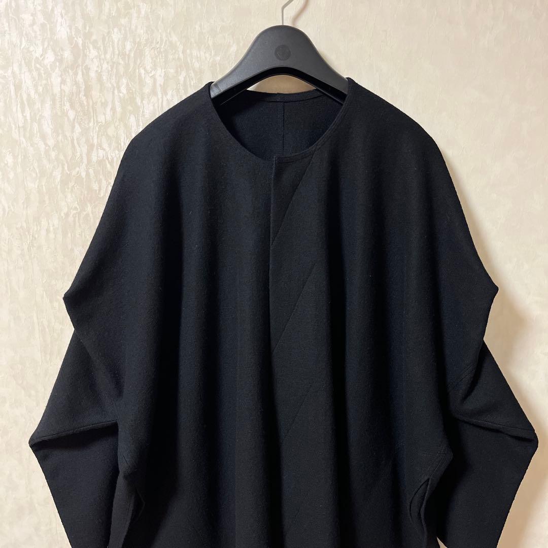 ヨーガンレール Jurgen Lehl ノーカラーオーバーコート 袖変形 黒