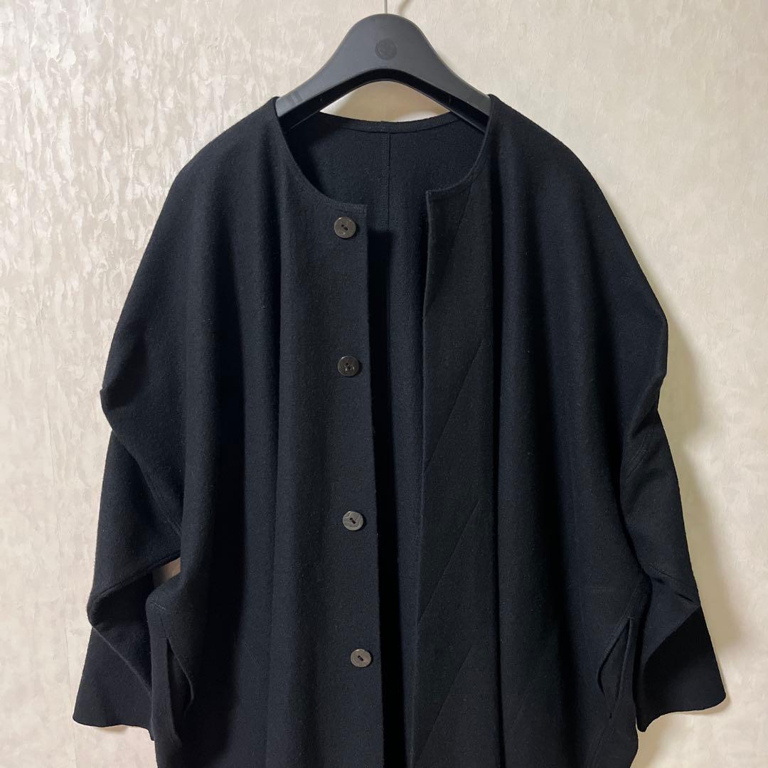 ヨーガンレール Jurgen Lehl ノーカラーオーバーコート 袖変形 黒