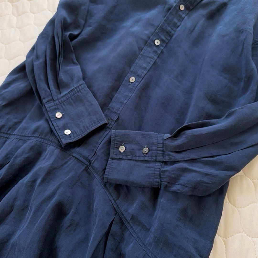 【24SS】BEARDSLEY✴︎カラーレスシャツワンピース　ネイビー　サイズ0