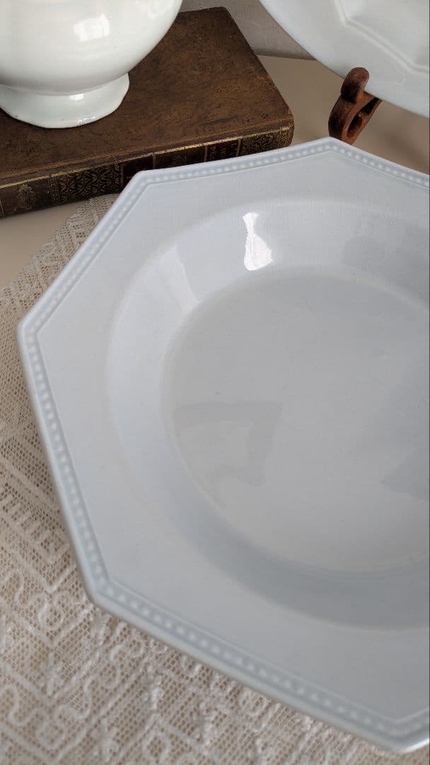 フランス モントロー オクトゴナル 深皿 ペールブルー