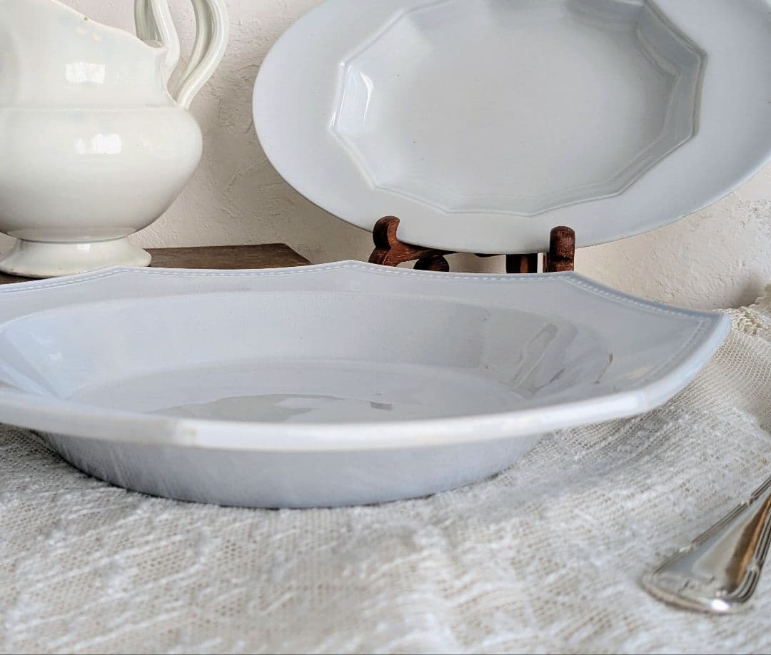 フランス モントロー オクトゴナル 深皿 ペールブルー