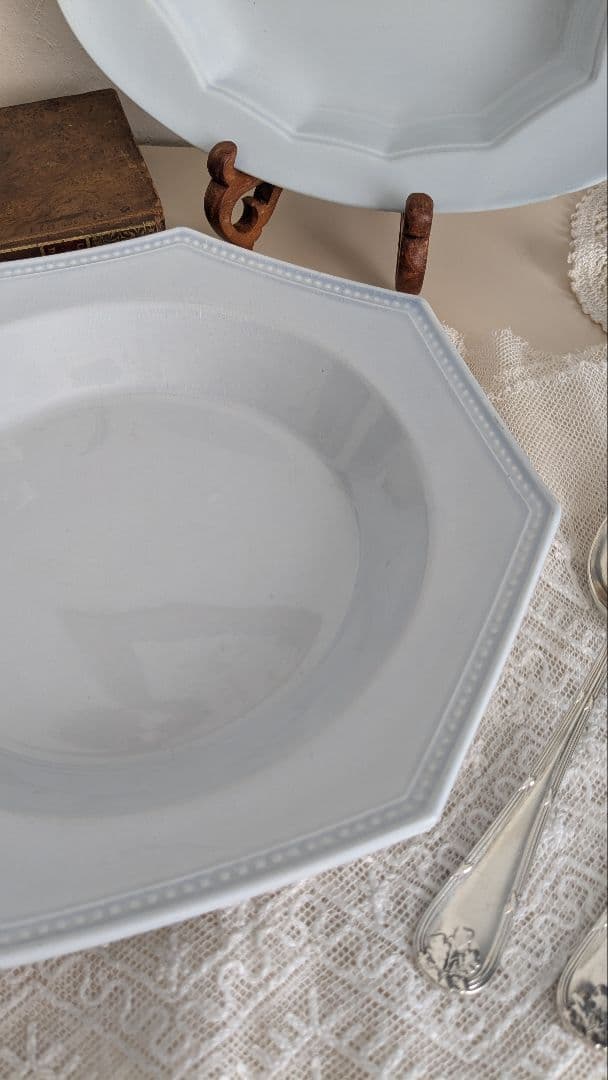 フランス モントロー オクトゴナル 深皿 ペールブルー