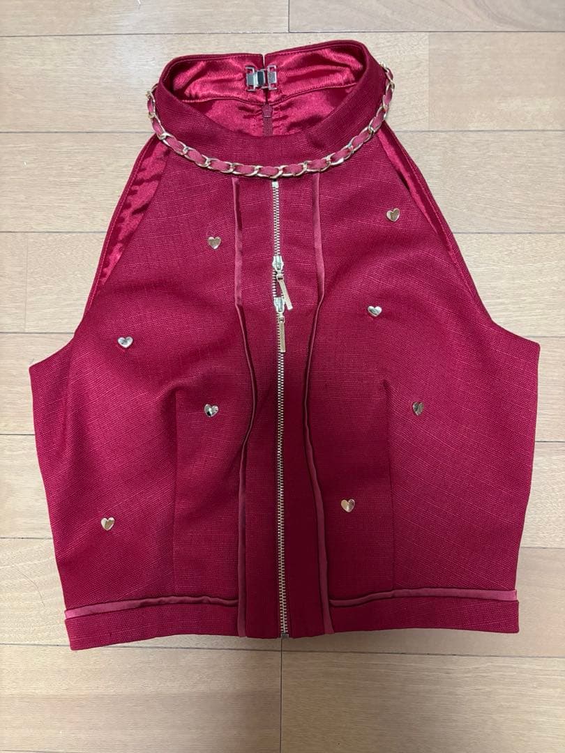 セットアップ ハートスタッズ ホルターネック タイトミニドレス