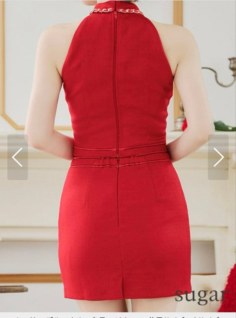 セットアップ ハートスタッズ ホルターネック タイトミニドレス