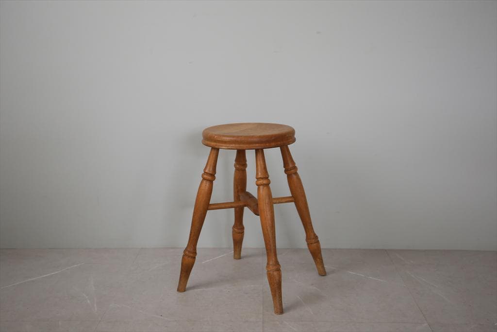 英国アンティーク木製スツール/丸イス椅子チェア/踏み台/腰掛け(81-190-1