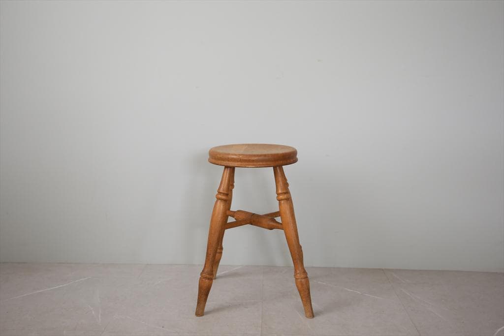 英国アンティーク木製スツール/丸イス椅子チェア/踏み台/腰掛け(81-190-1