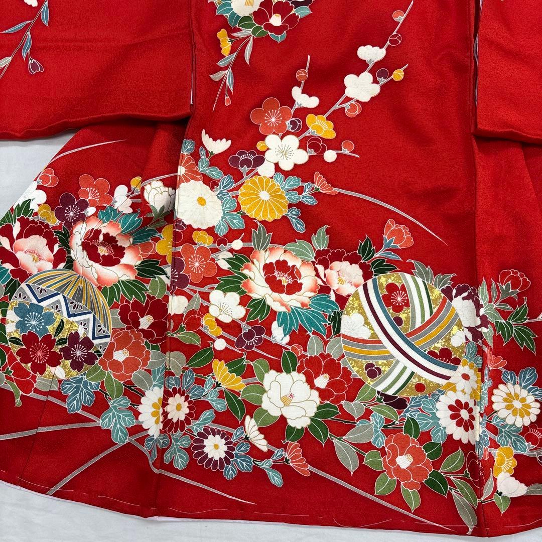 新品☆最高級正絹産着（祝着）特選京友禅手描き美術特選染古典豪華花車四季花まり文