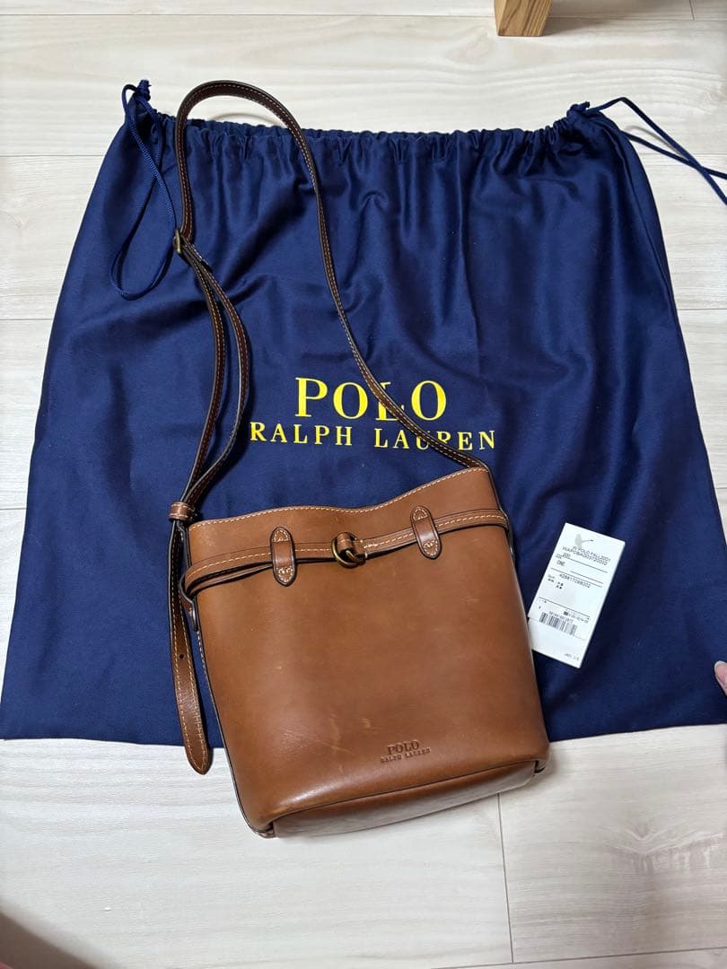 POLO ブラウン レザー ショルダーバッグ
