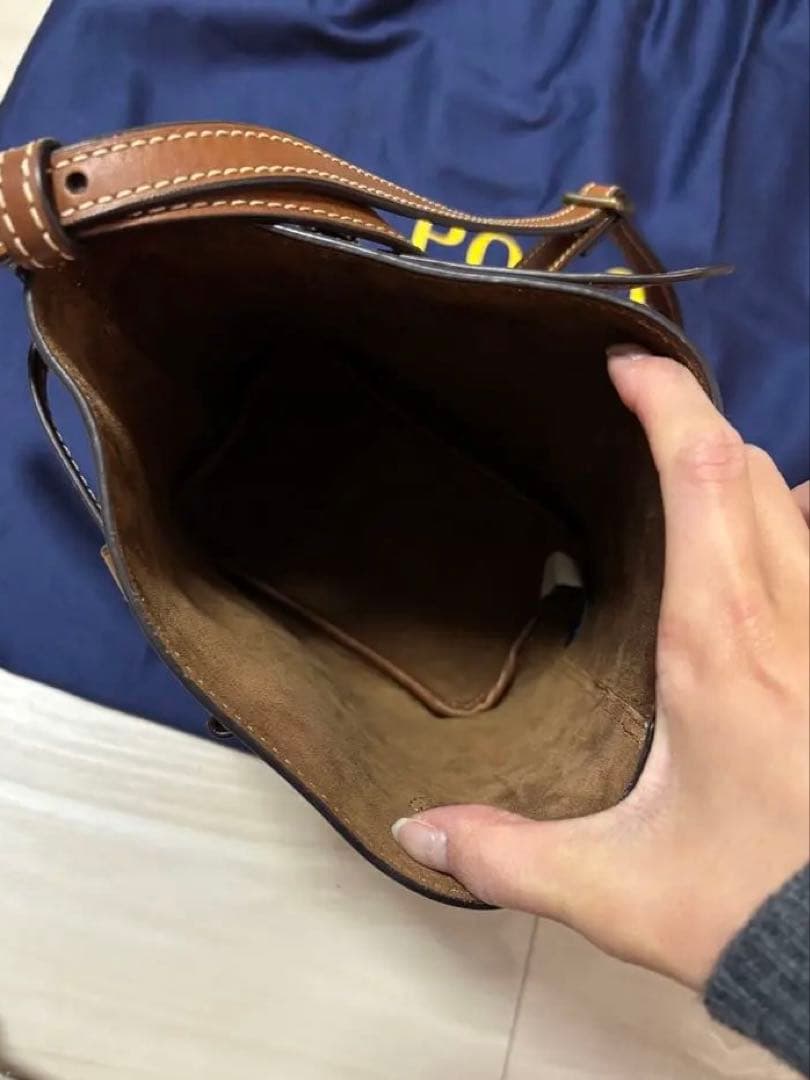 POLO ブラウン レザー ショルダーバッグ