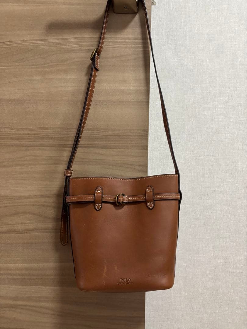 POLO ブラウン レザー ショルダーバッグ
