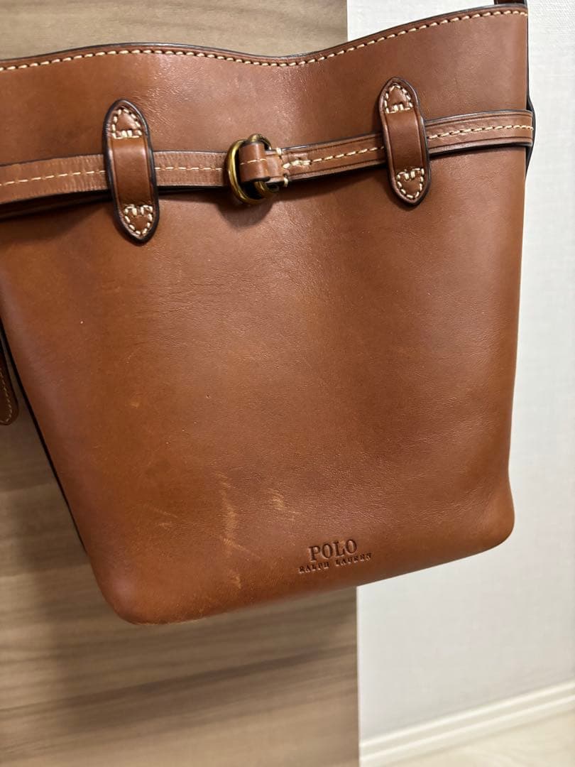 POLO ブラウン レザー ショルダーバッグ