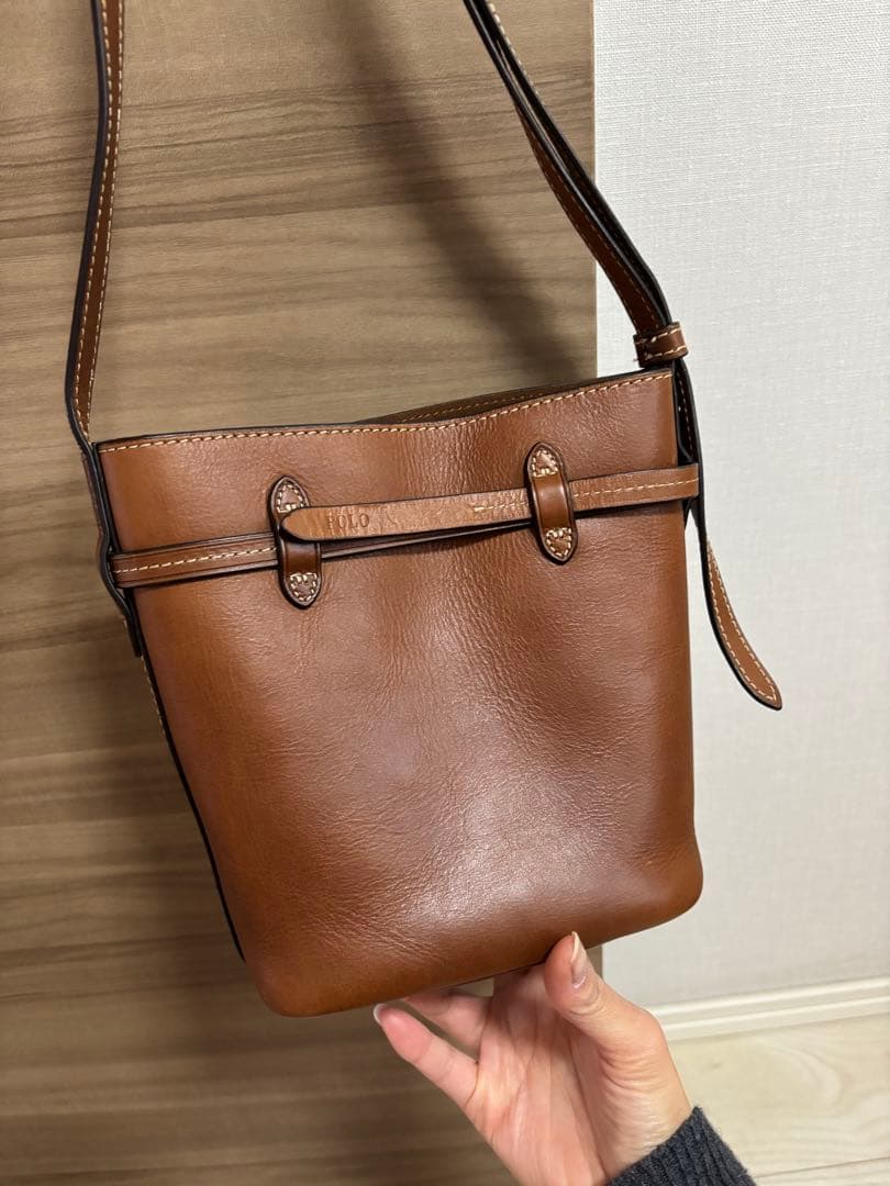 POLO ブラウン レザー ショルダーバッグ