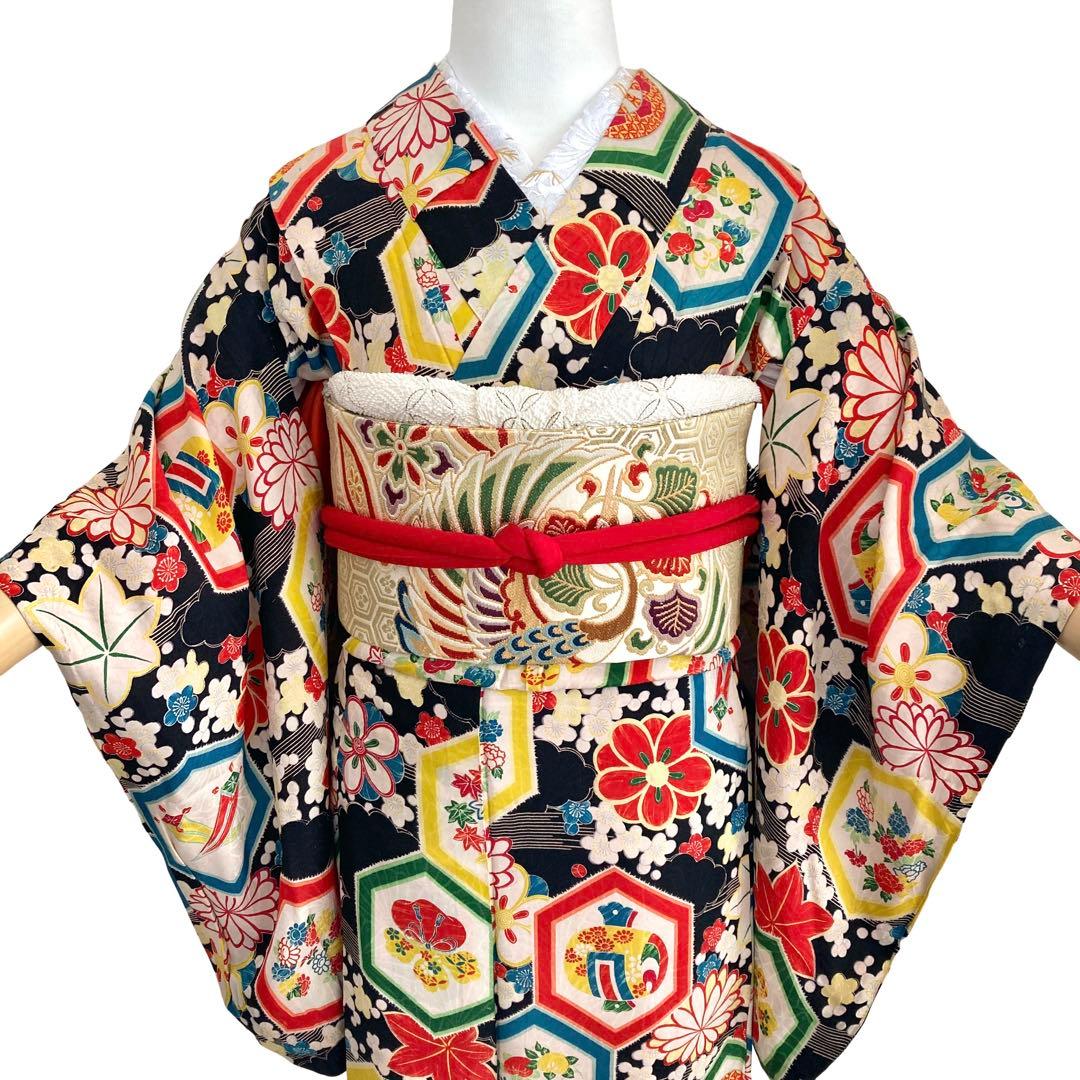 ★みのすけ★ジュニア 子供着物 大正ロマン アンティーク着物 NO330