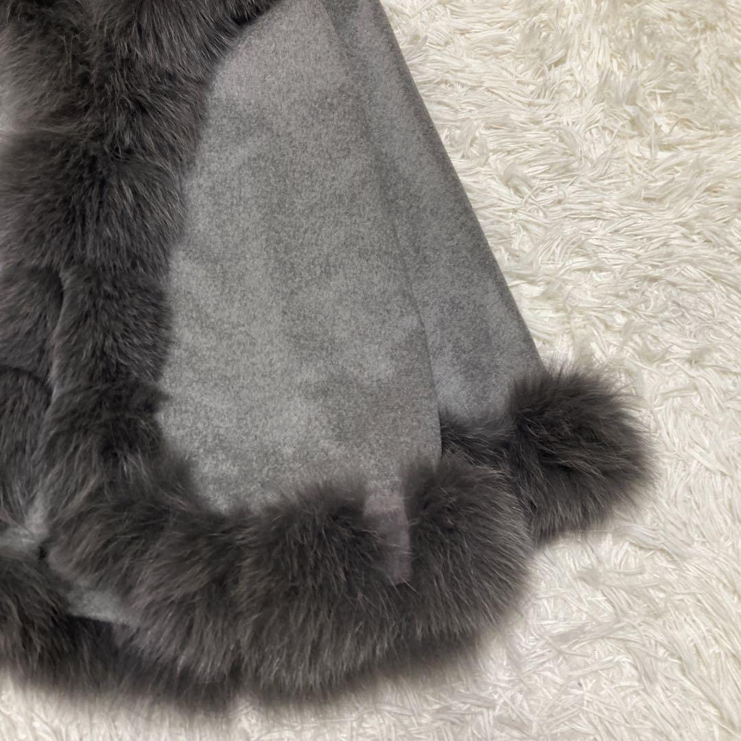 極美品サガファー　ケープコート　ポンチョ　カシミヤ100% ブルーフォックス