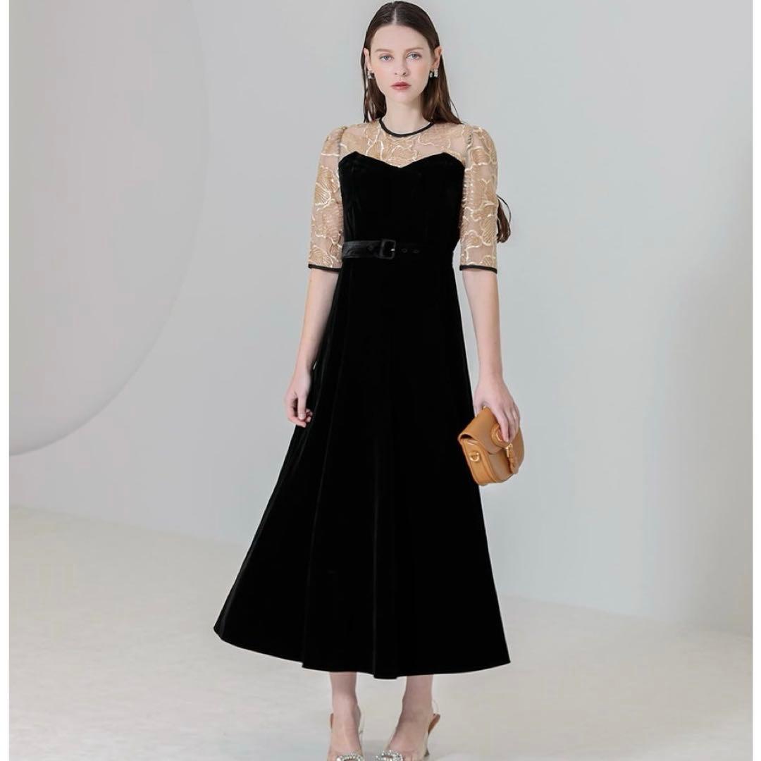 Leja ブラック・ゴールド ロングドレス