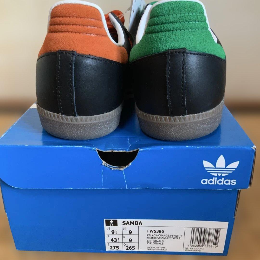 【新品未使用】アディダス サンバ 27.5cm ブラック×オレンジ×グリーン