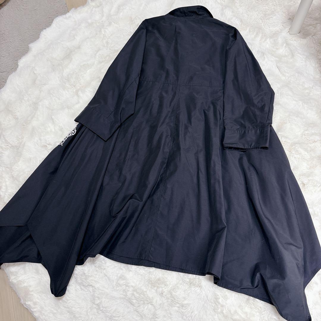 【美品】トクコプルミエヴォル 花 刺繍 オーバーサイズ チュニック9号 ブラック