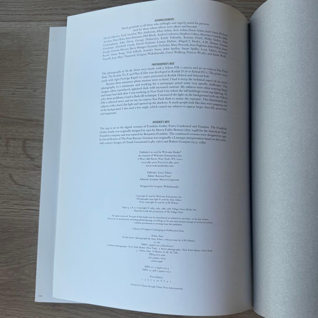 Amy Arbus　写真集　ON THE STREET 1980-1990