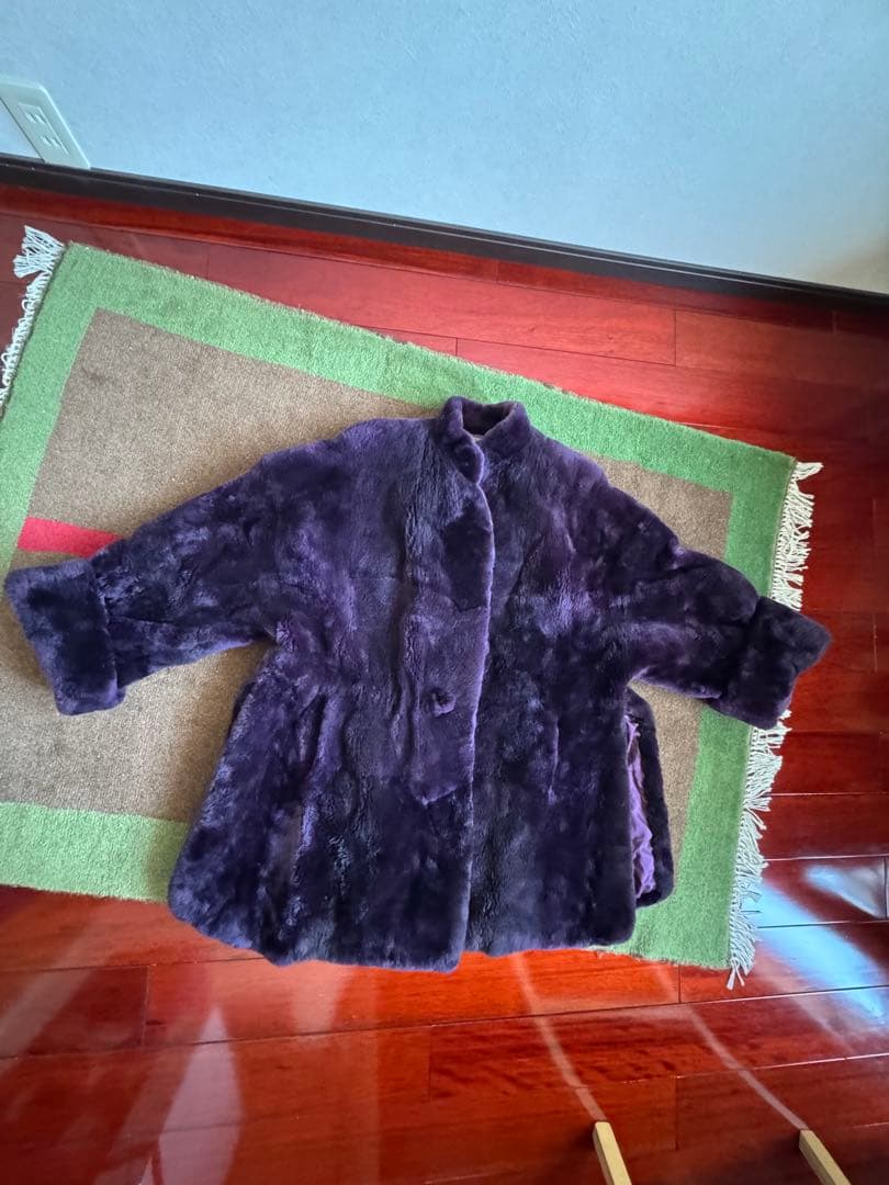 YAMAOKA セミロングコート　シェアードヌートリア　オーバーサイズ　紫