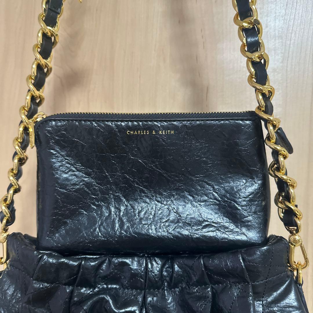 CHARLES & KEITH ドゥオ ブレードチェーンハンドルホーボーバッグ